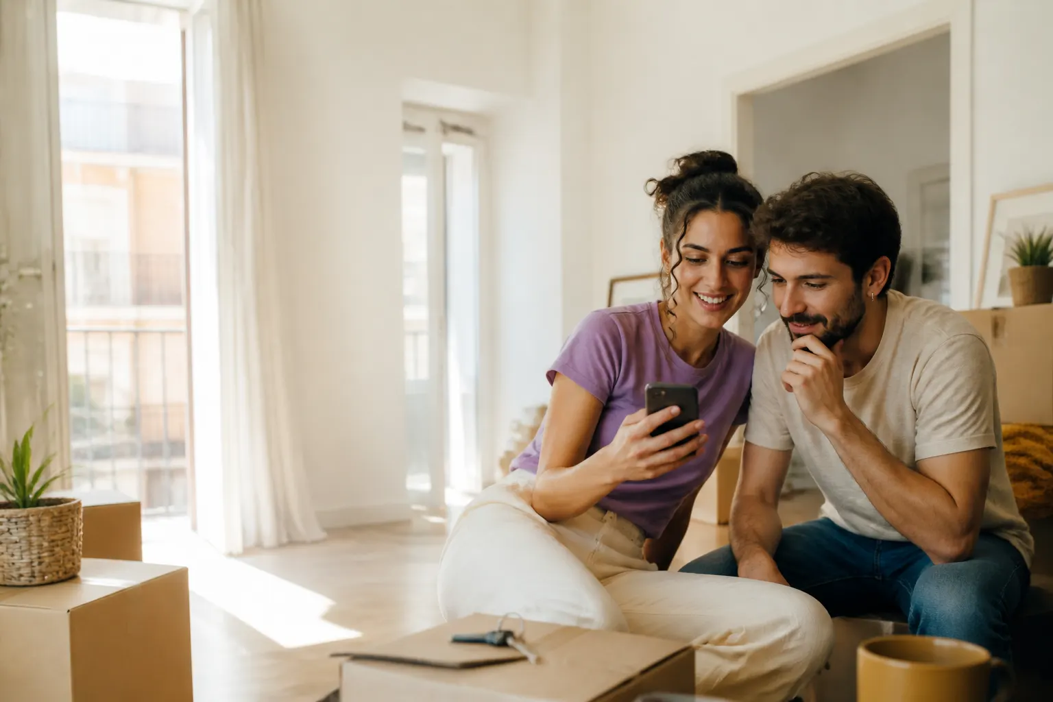 Dos personas comparten una recomendación de Efiteca durante su proceso de compra de vivienda